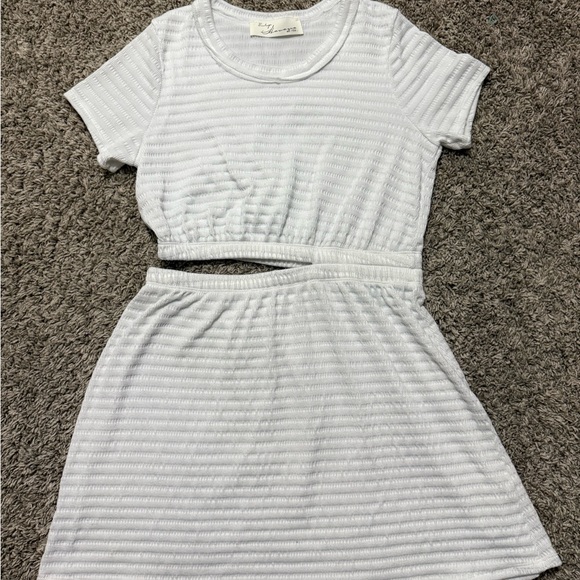 Vintage Havana Dresses & Skirts - Vintage Havana White Short Sleeve Cut-Out Waist Mini Dress Women's Size LARGE